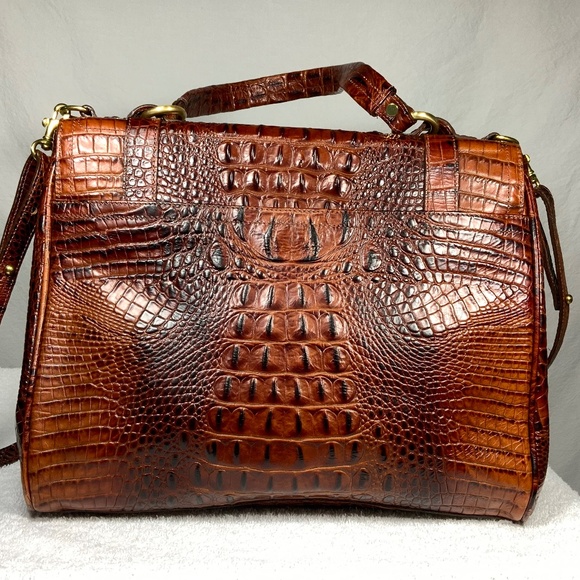 Brahmin Croc Embossed Large Leather Work Bag - Picture 2 of 16